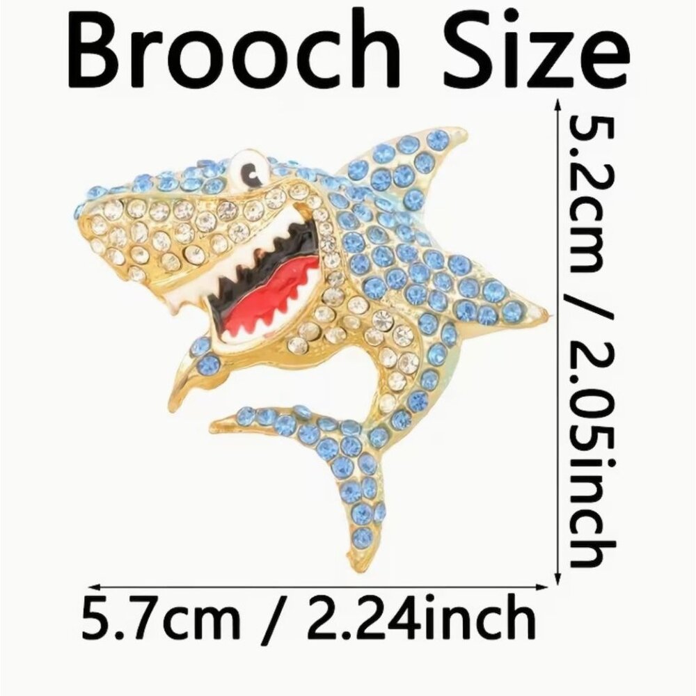 Betsey Johnson Brooch Lavender Crystal Shark Week Gold Tone - Picture 2 of 2
